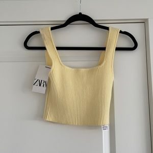 BWNT Zara Yellow Knit Crop Tank